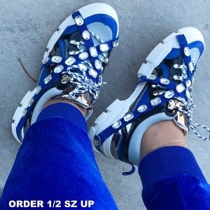 Royal Blue Jeweled Chunky Sneakers